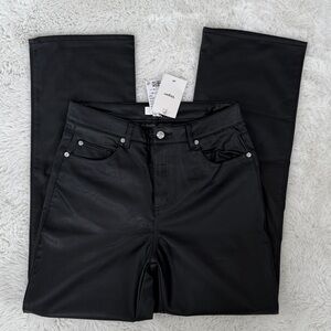 H&M Vegan Leather Trousers Pants in Black 10